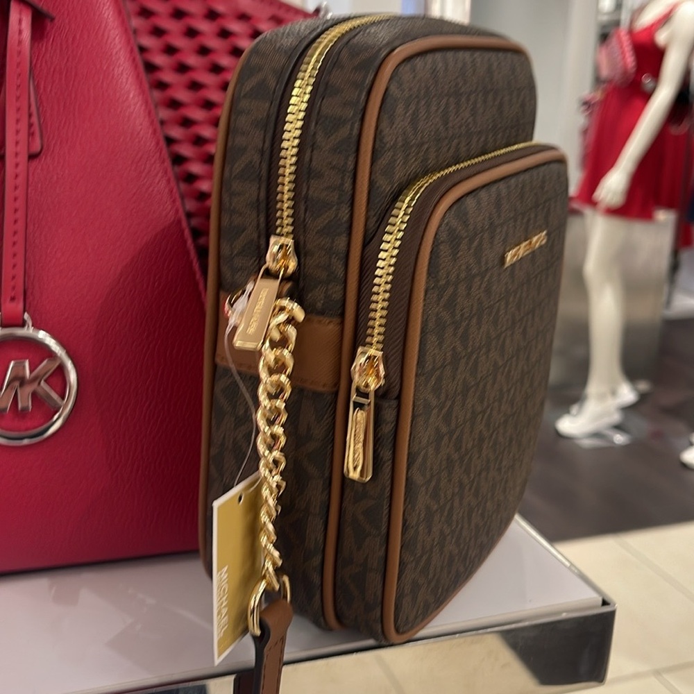 MICHAEL KORS  Jet Set Travel Medium Logo Crossbody Flight Bag 35F1GTVC2B NWT - Picture 14 of 16